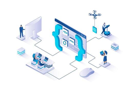 Modern business technology illustration vector