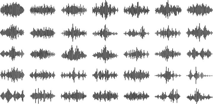 colección de sonido forma de onda visualizaciones diverso audio señal representaciones vector