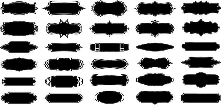 Collection of Elegant Black Decorative Frames and Labels for Design Projects vector