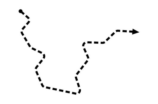 Minimalist maze path with arrow for puzzle and game concepts vector