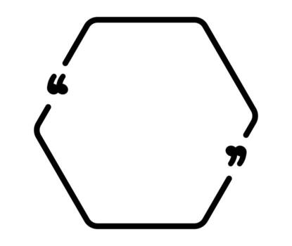 Geometric hexagon frame with quotation marks for text design vector