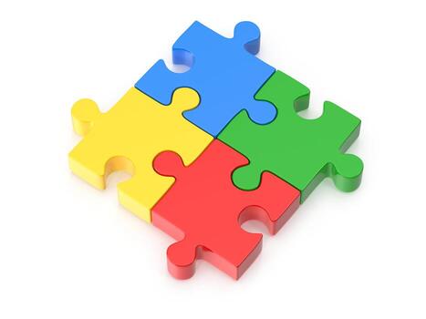 Fourpiece jigsaw puzzle a symbol of unity connection and problemsolving photo