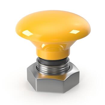 Yellow push button on hexagonal nut photo