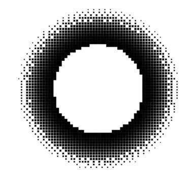 Abstract pixel circle banner design with halftone effect vector