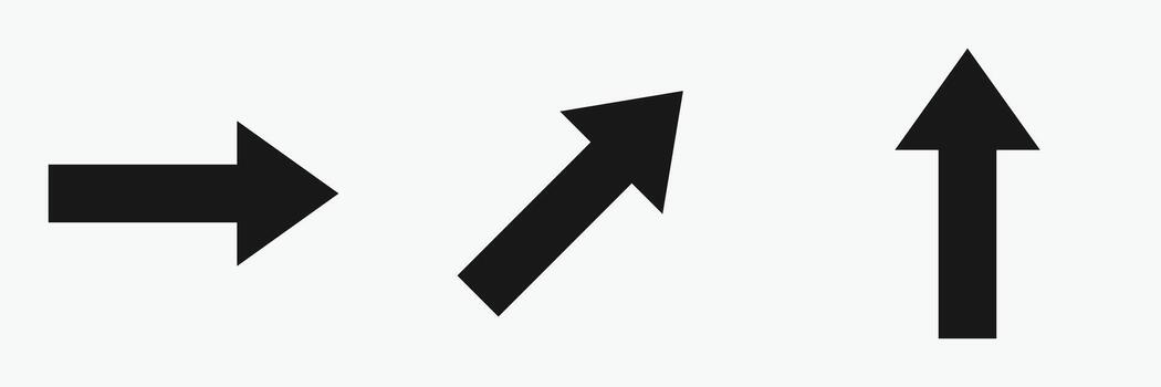 Arrows set icon. set of arrows. Arrow. Cursor. Modern simple arrows. Three black arrows on a white background. vector