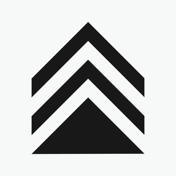 Up Arrows icon. Cursor. Modern simple arrows. Geometric design featuring three black chevrons stacked vertically . vector