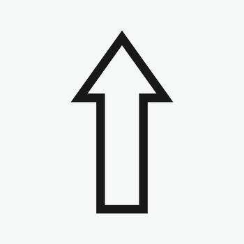 Up Arrows icon. Cursor. Modern simple arrows. A bold, black arrow pointing upwards is centered on a light gray background. vector