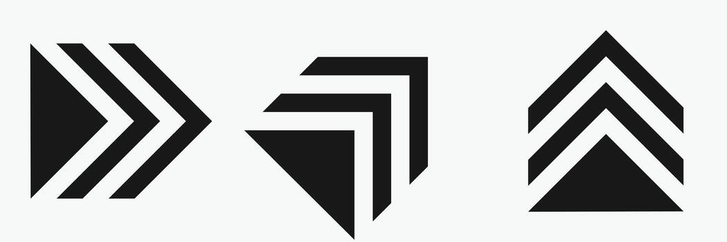 Arrows set icon. set of arrows. Arrow. Cursor. Modern simple arrows. Three black geometric arrow. vector