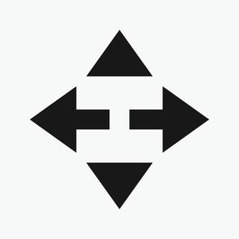 Arrows icon. Cursor. Modern simple arrows, Four black triangles are arranged on a light gray background. vector