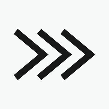 Arrows icon. Cursor. Modern simple arrows, Three black chevron symbols arranged in a row, pointing to the right. vector