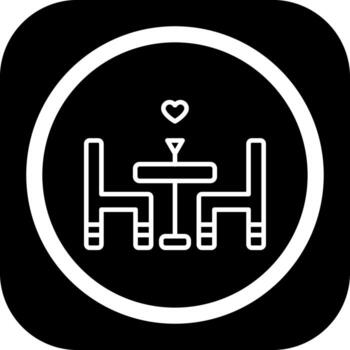 Romantic Dinner Outlined Frame Graphic Object vector