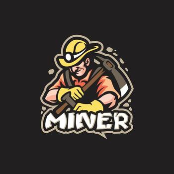Miner mascot logo design . Miner illustration with mining tools in hand. vector