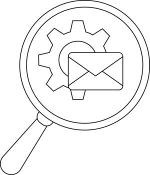 un aumentador vaso Destacar un engranaje detrás un rectangular sobre vector