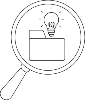 un aumentador vaso se enfoca en un carpeta con un bombilla encima eso vector