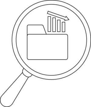 aumentador vaso terminado carpeta con descendente bar grafico vector