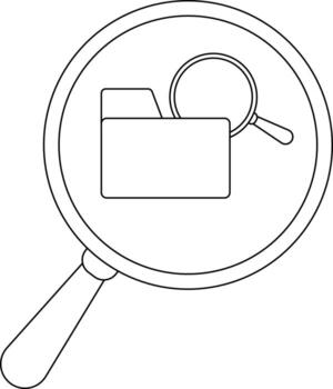 Magnifying glass view of a file folder with a small magnifying glass inside it vector