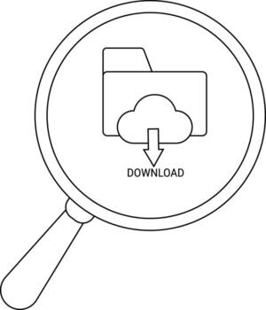 aumentador vaso muestra un nube icono con flecha y descargar texto dentro un carpeta icono vector