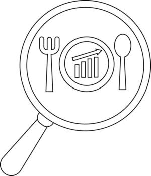 un aumentador vaso con un plato dentro el plato contiene un gráfico un cuchara y un tenedor vector