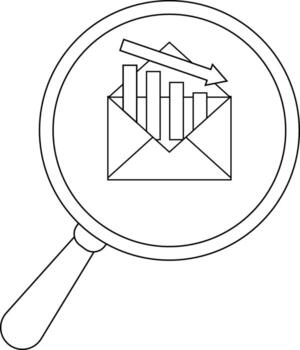 aumentador vaso se enfoca en un hacia abajo tendencia gráfico emergente desde un abierto sobre vector