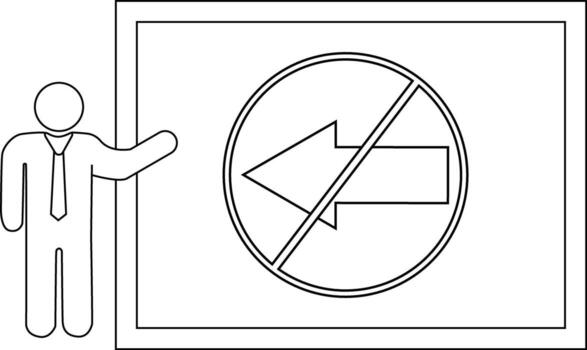 Figure presenting no left turn sign in a frame vector