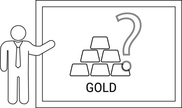 hombre presentación oro pregunta marca ilustración de un consulta acerca de precioso rieles vector