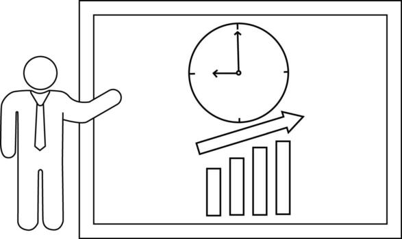 figura puntos a un reloj terminado un gráfico en un pizarron vector