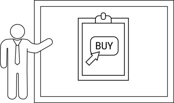 un palo figura en un traje puntos a un enmarcado comprar botón vector