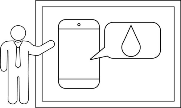 palo figura regalos un teléfono con un gota de agua en un habla burbuja dentro un enmarcado zona vector