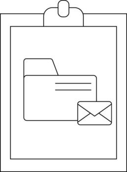 un portapapeles muestra un archivo carpeta vinculado a un correo electrónico sobre icono vector
