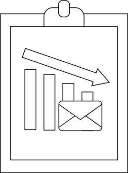 A clipboard shows a graph with a downward arrow indicating declining business performance vector