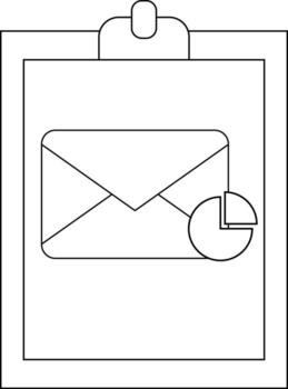 A clipboard with an email icon and pie chart on its surface vector