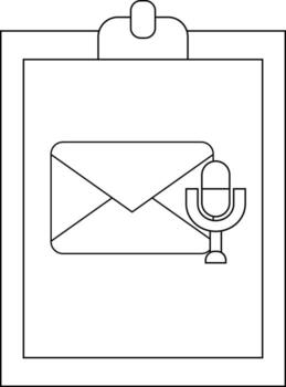 Clipboard with a stylized envelope and microphone graphic on it vector
