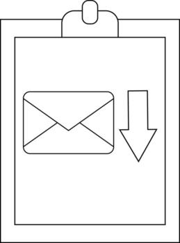 portapapeles con un sobre icono a el izquierda de un hacia abajo señalando flecha vector