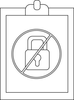 A document with a padlock crossed out signifying denial or restricted access vector