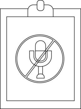 Clipboard displays a microphone icon with a diagonal line through it indicating its muted vector