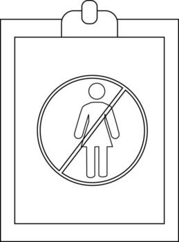 portapapeles sostiene un firmar con un mujeres figura dentro un circulo con un diagonal línea mediante eso vector