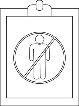 No entrada firmar en un portapapeles un circulo con un tachado persona adjunto a un portapapeles simbolizando restricción vector