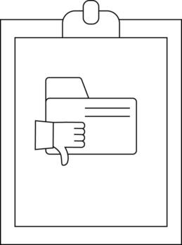 un portapapeles muestra un archivo carpeta con un pulgares abajo gesto aislado vector