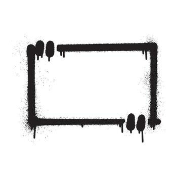 Black spray paint graffiti style quote box frame with drips and splatters on a white background. vector