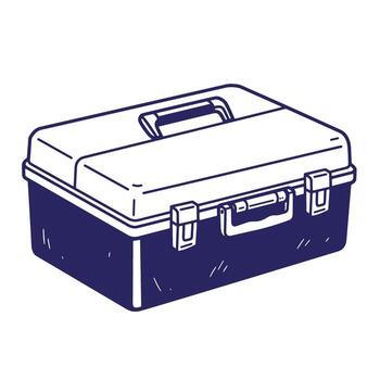 Illustrated graphic depicting a closed tool box with handle and clasps isolated vector