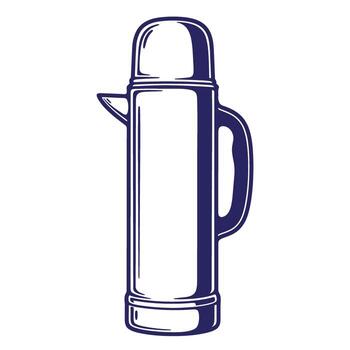 illustration of a classic insulated thermos flask with handle and spout vector