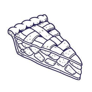 Delicious hand drawn slice of pie with lattice crust on a white background vector