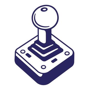 Isometric icon illustration of a simple retro arcade joystick controller on white background vector