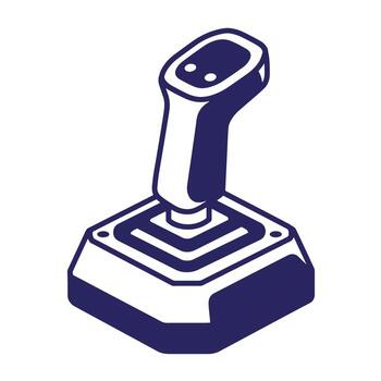 Isometric view of a blue and white joystick isolated on a pure white background vector