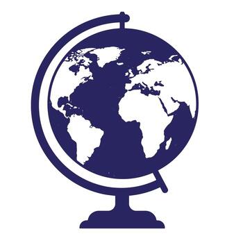 Simple and elegant globe illustration with blue and white world map design on isolated white background vector