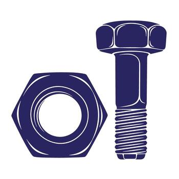 illustration of a bolt and nut representing construction and engineering concepts vector