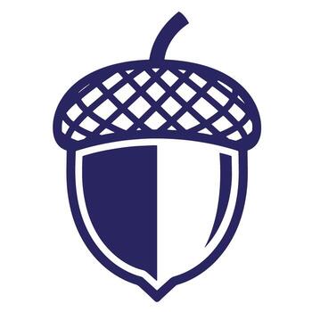 Simple and stylized illustration of an acorn in deep blue color on a white background vector