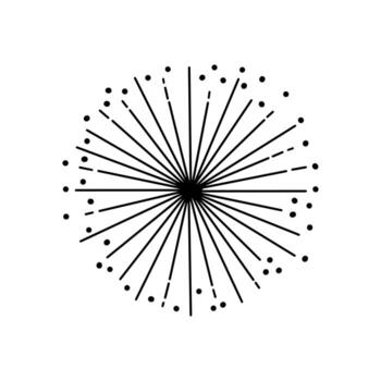 Abstract Minimalist Black Dandelion or Sunburst Lines and Dots Graphic Element vector