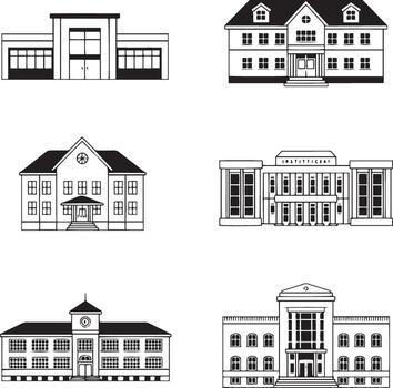 colegio edificios silueta estructura arquitectura estructura punto de referencia edificio diseño vector