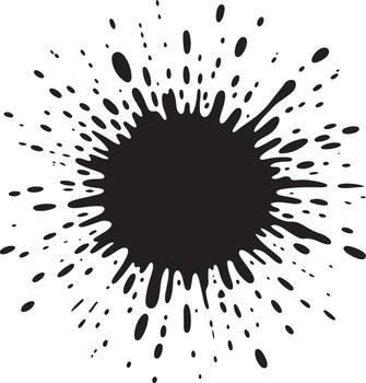 Ink Splatter Design Element with Radial Spray Pattern in Black Color vector